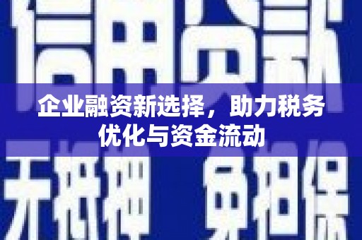 五台企业融资新选择，助力税务优化与资金流动