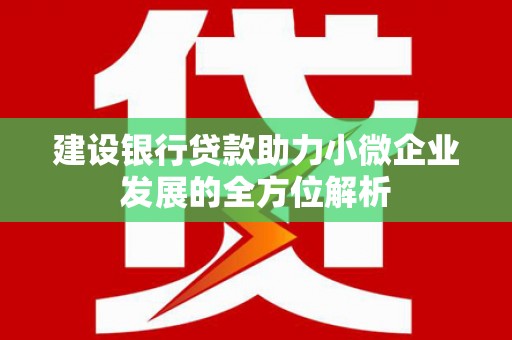 五台建设银行贷款助力小微企业发展的全方位解析